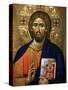 Christ Pantocrator Icon at Aghiou Pavlou Monastery on MountAthos-Julian Kumar-Stretched Canvas