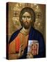 Christ Pantocrator Icon at Aghiou Pavlou Monastery on MountAthos-Julian Kumar-Stretched Canvas