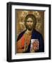 Christ Pantocrator Icon at Aghiou Pavlou Monastery on MountAthos-Julian Kumar-Framed Premium Photographic Print