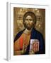 Christ Pantocrator Icon at Aghiou Pavlou Monastery on MountAthos-Julian Kumar-Framed Photographic Print