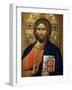 Christ Pantocrator Icon at Aghiou Pavlou Monastery on MountAthos-Julian Kumar-Framed Photographic Print