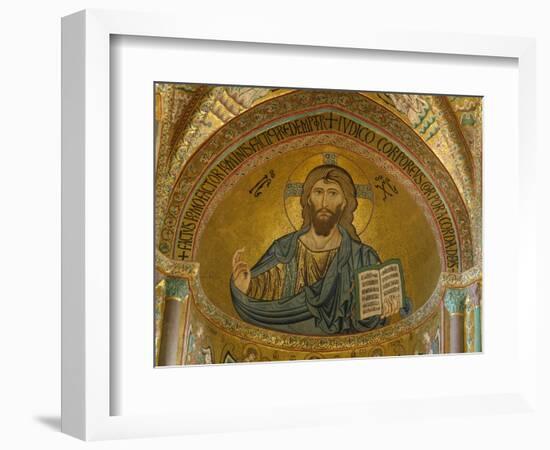 Christ Pantocrator Mosaic at Cathedral of Cefalu-null-Framed Photographic Print