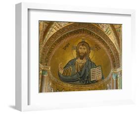 Christ Pantocrator Mosaic at Cathedral of Cefalu-null-Framed Photographic Print