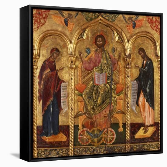 Christ Pantocrator, Virgin and St. John-Onufri Qiprioti-Framed Stretched Canvas