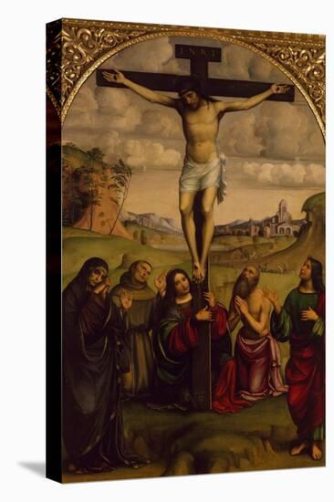 Christ's Crucifixion with St Francis of Assisi and St Jerome, Ca 1485-Francesco Francia-Stretched Canvas