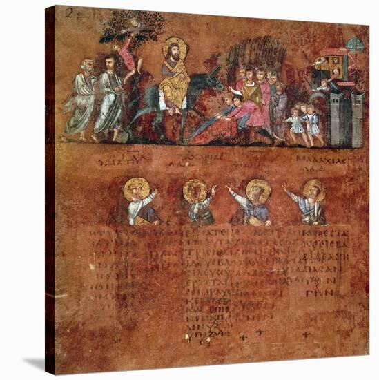 Christ's Entry into Jerusalem, Miniature from the Rossano Gospels-null-Stretched Canvas