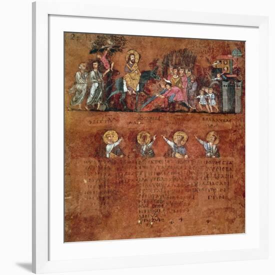 Christ's Entry into Jerusalem, Miniature from the Rossano Gospels-null-Framed Giclee Print