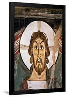 Christ's Face. Detail from the mural on the apse of San Clemente de Tahull. Romanesque art-MASTER OF TAHULL-Framed Poster