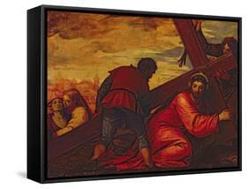 Christ Sinking under the Weight of the Cross-Paolo Veronese-Framed Stretched Canvas