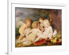 Christ, St. John, an Angel and a Little Girl-Rubens and Snyders-Framed Giclee Print