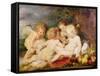 Christ, St. John, an Angel and a Little Girl-Rubens and Snyders-Framed Stretched Canvas