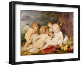 Christ, St. John, an Angel and a Little Girl-Rubens and Snyders-Framed Giclee Print