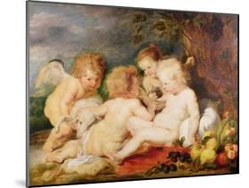 Christ, St. John, an Angel and a Little Girl-Rubens and Snyders-Mounted Giclee Print