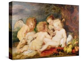 Christ, St. John, an Angel and a Little Girl-Rubens and Snyders-Stretched Canvas