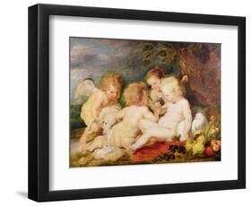 Christ, St. John, an Angel and a Little Girl-Rubens and Snyders-Framed Premium Giclee Print