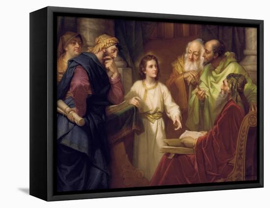 Christ Standing in the Temple Discussing the Scriptures with Five Robed Elders-null-Framed Stretched Canvas