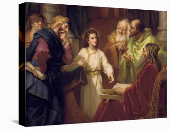 Christ Standing in the Temple Discussing the Scriptures with Five Robed Elders-null-Stretched Canvas
