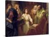 Christ Standing in the Temple Discussing the Scriptures with Five Robed Elders-null-Stretched Canvas