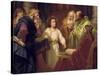 Christ Standing in the Temple Discussing the Scriptures with Five Robed Elders-null-Stretched Canvas