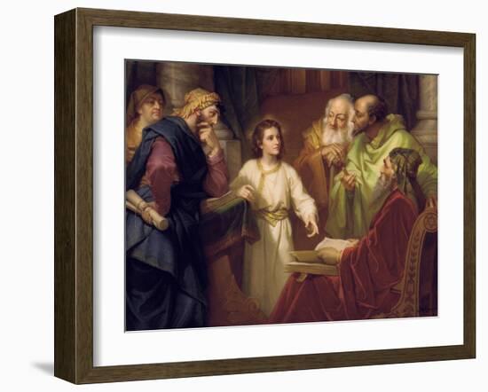 Christ Standing in the Temple Discussing the Scriptures with Five Robed Elders-null-Framed Giclee Print