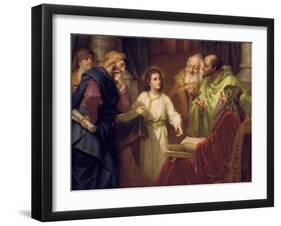 Christ Standing in the Temple Discussing the Scriptures with Five Robed Elders-null-Framed Giclee Print