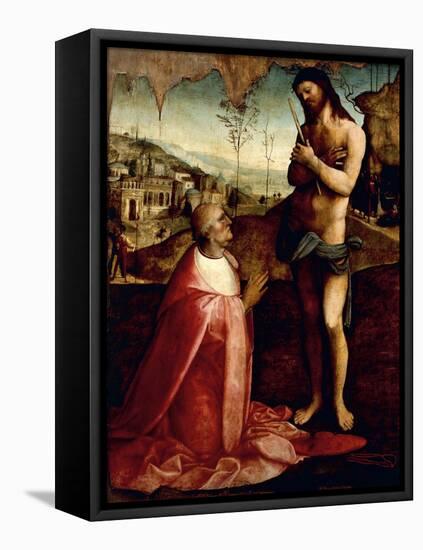 Christ Suffering and Cardinal Oliviero Carafa in Prayer-Cesare da Sesto-Framed Stretched Canvas