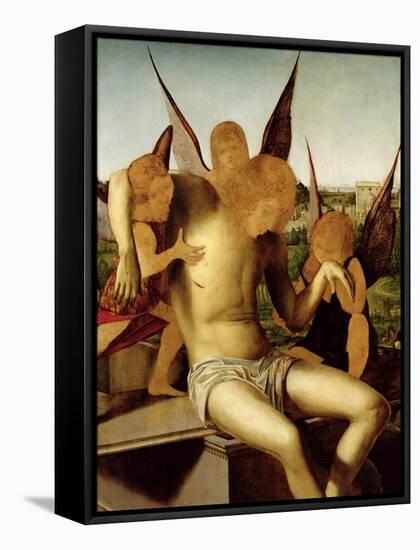 Christ Supported by Three Angels-Antonello da Messina-Framed Stretched Canvas