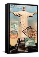 "Christ the Redeemer" Brazil Vintage Postcard Collage-Piddix-Framed Stretched Canvas