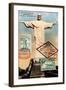 "Christ the Redeemer" Brazil Vintage Postcard Collage-Piddix-Framed Art Print