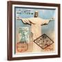 "Christ the Redeemer" Brazil Vintage Postcard Collage-Piddix-Framed Art Print