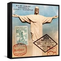 "Christ the Redeemer" Brazil Vintage Postcard Collage-Piddix-Framed Stretched Canvas