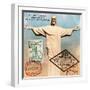 "Christ the Redeemer" Brazil Vintage Postcard Collage-Piddix-Framed Art Print