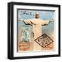 "Christ the Redeemer" Brazil Vintage Postcard Collage-Piddix-Framed Art Print