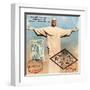 "Christ the Redeemer" Brazil Vintage Postcard Collage-Piddix-Framed Art Print