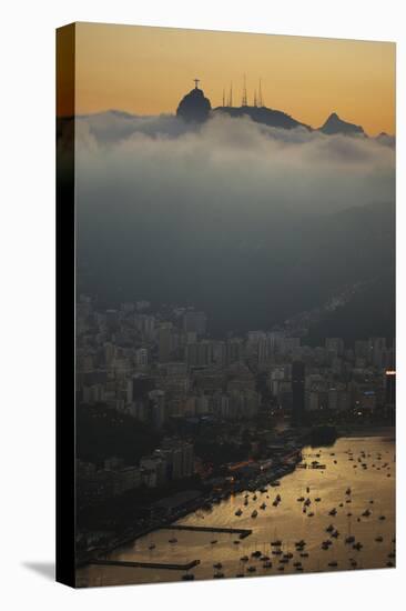 Christ the Redeemer Statue Above Rio De Janeiro at Sunset-Alex Saberi-Stretched Canvas