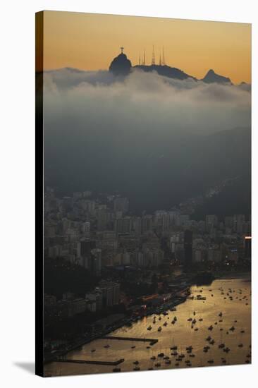 Christ the Redeemer Statue Above Rio De Janeiro at Sunset-Alex Saberi-Stretched Canvas
