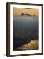 Christ the Redeemer Statue Above Rio De Janeiro at Sunset-Alex Saberi-Framed Photographic Print