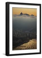 Christ the Redeemer Statue Above Rio De Janeiro at Sunset-Alex Saberi-Framed Photographic Print