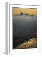 Christ the Redeemer Statue Above Rio De Janeiro at Sunset-Alex Saberi-Framed Photographic Print