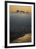 Christ the Redeemer Statue Above Rio De Janeiro at Sunset-Alex Saberi-Framed Photographic Print