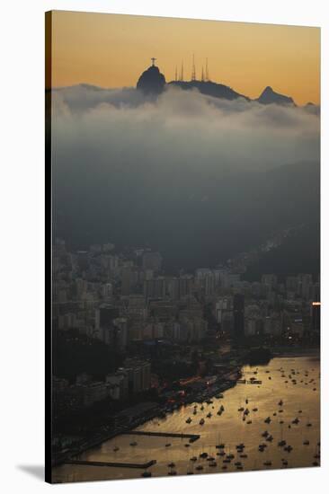 Christ the Redeemer Statue Above Rio De Janeiro at Sunset-Alex Saberi-Stretched Canvas