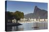 Christ the Redeemer Statue Atop Corvocado and Botafogo Bay, Rio de Janeiro, Brazil, South America-Ian Trower-Stretched Canvas