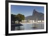 Christ the Redeemer Statue Atop Corvocado and Botafogo Bay, Rio de Janeiro, Brazil, South America-Ian Trower-Framed Photographic Print