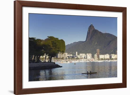 Christ the Redeemer Statue Atop Corvocado and Botafogo Bay, Rio de Janeiro, Brazil, South America-Ian Trower-Framed Photographic Print