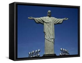 Christ the Redeemer Statue, Corcovado Mountain, Rio De Janeiro, Brazil, South America-Charles Bowman-Framed Stretched Canvas