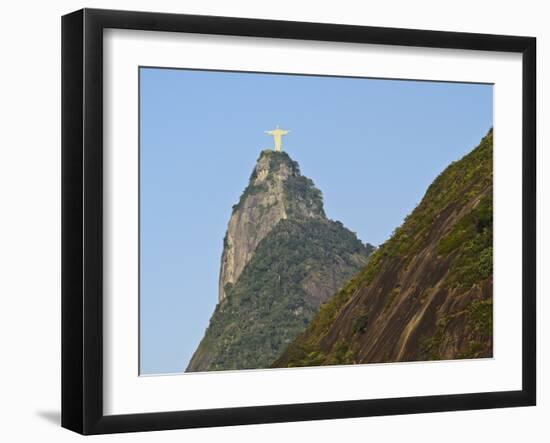 Christ the Redeemer statue on top of the Corcovado Mountain viewed from Santa Marta, Rio de Janeiro-Karol Kozlowski-Framed Photographic Print