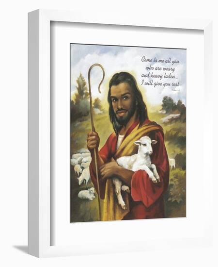 Christ the Shepherd-Bev Lopez-Framed Art Print