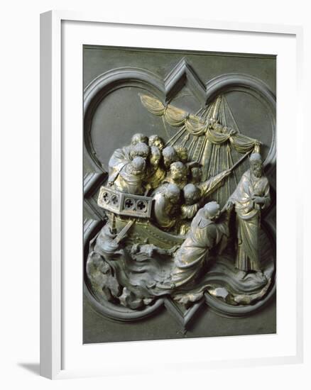 Christ Walking on Water and Saving Peter, by Lorenzo Ghiberti-null-Framed Photographic Print
