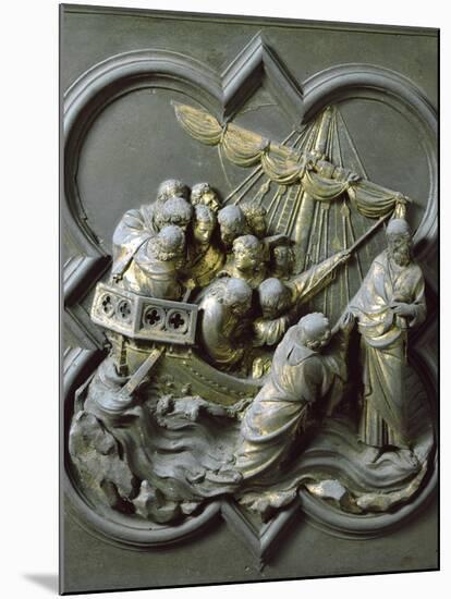 Christ Walking on Water and Saving Peter, by Lorenzo Ghiberti-null-Mounted Photographic Print