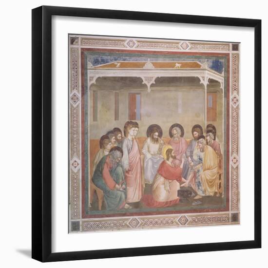 Christ Washing the Disciples' Feet, circa 1305 (Pre-Restoration)-Giotto di Bondone-Framed Giclee Print